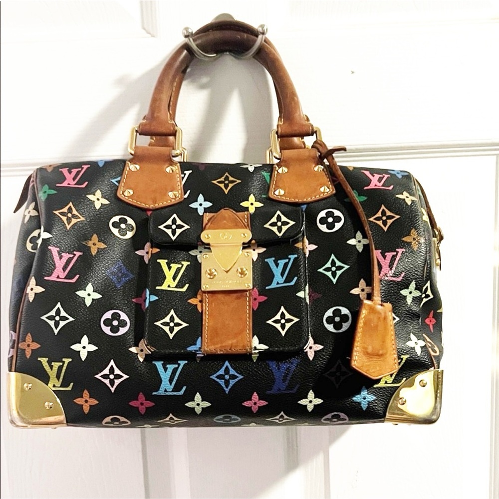 💯Authentic Louis Vuitton Black Multicolor Speedy